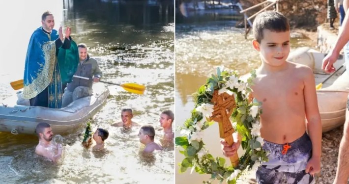 Vjera i hrabrost dolaze u prvi plan: Mali Vuk (7) u zaleđenom jezeru stigao prvi do krsta