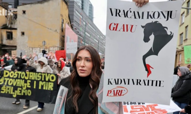 Hana Hadžiavdgić na protestu: Vraćam konju glavu, kad vi vratite pare
