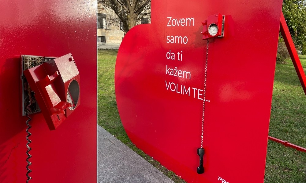 Ljubav na meti vandala: Uništena instalacija u centru Banjaluke FOTO VIDEO