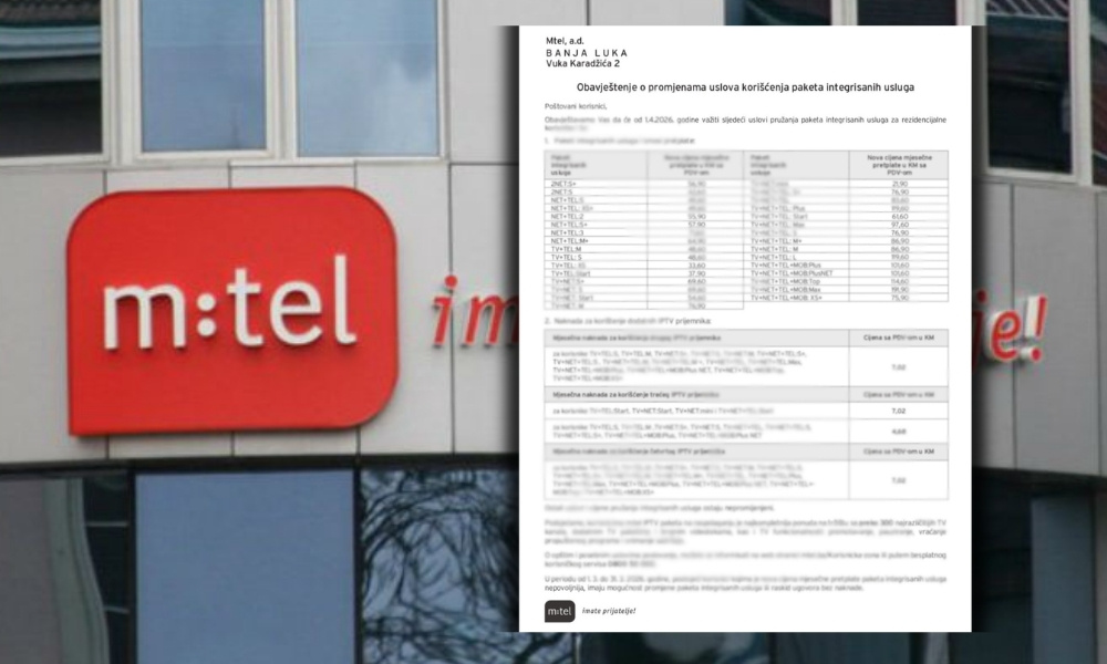 Mtel šalje obavještenja: Poskupljuju cijene usluga!