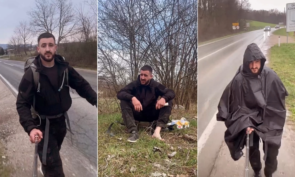 Božidar Damjanović iz Čelinca pješke ka Hilandaru: Poslije 160 kilometara kaže da ga naprijed vodi svetinja FOTO/VIDEO