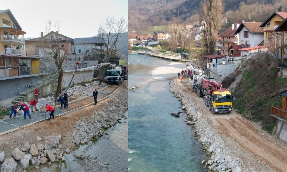 Opet radovi na Vrbasu: Izgradnja šetališta u Banjaluci nastavljena nakon reakcije inspekcije FOTO