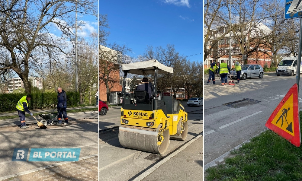 Slalom vozača trajao dva dana: Počelo krpljenje rupa kod banjalučkog mosta FOTO