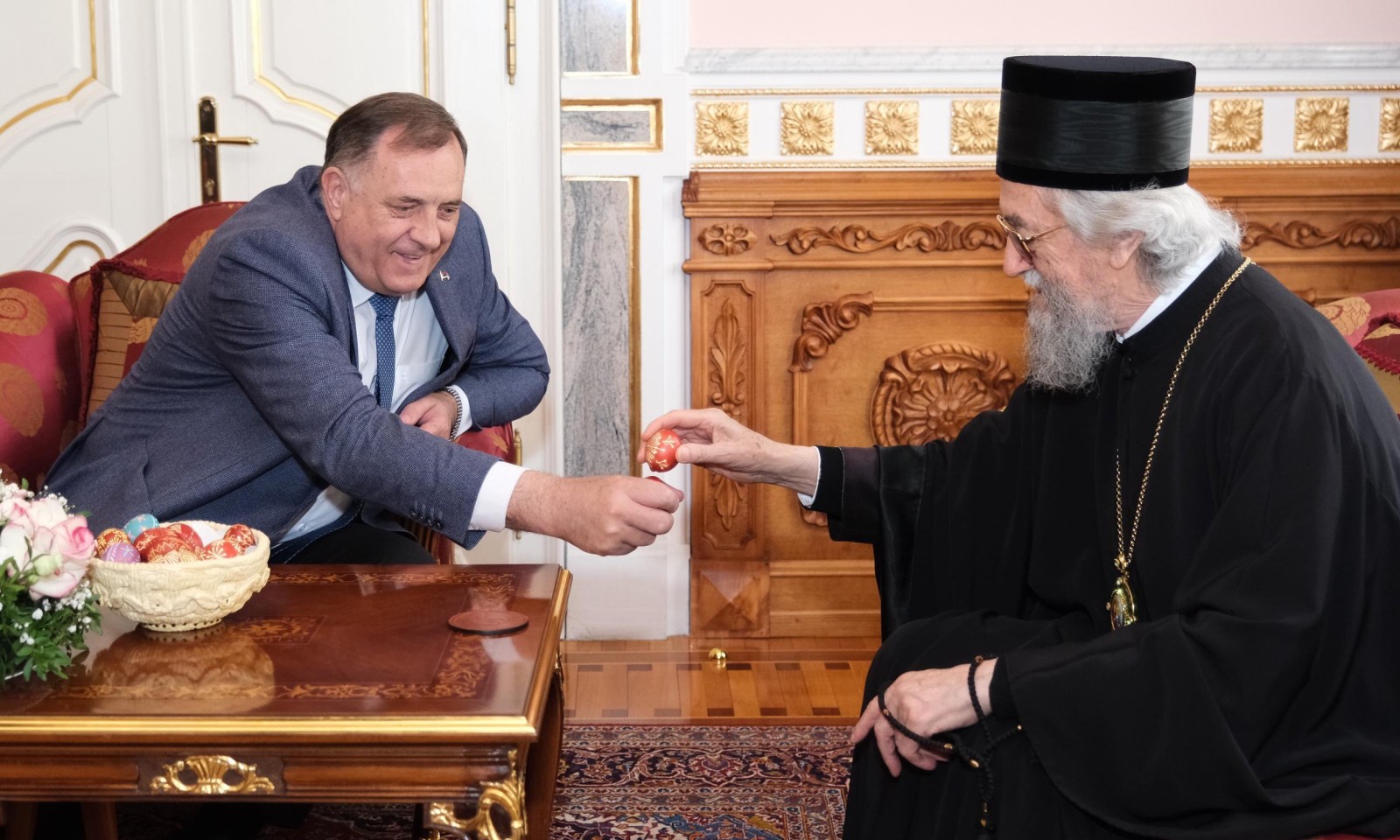 Vaskršnji prijem u Banjaluci: Dodik i mitropolit Jefrem razgovarali u Vladičanskom dvoru
