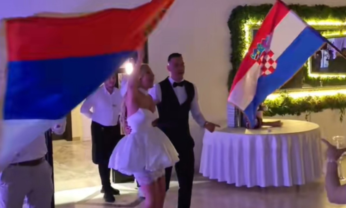 Ivana i Josip oduševili na svadbi: Zajedno se vijorile srpska i hrvatska zastava VIDEO