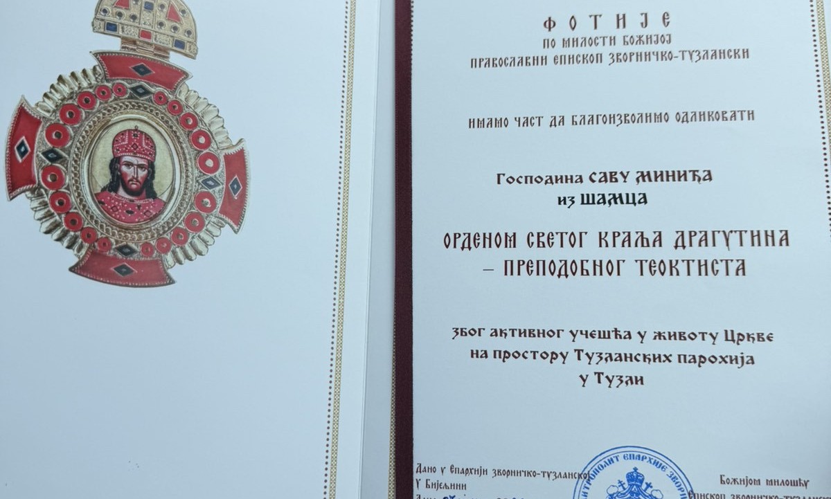 Minić odlikovan u Eparhiji: Orden Svetog kralja Dragutina za premijera RS