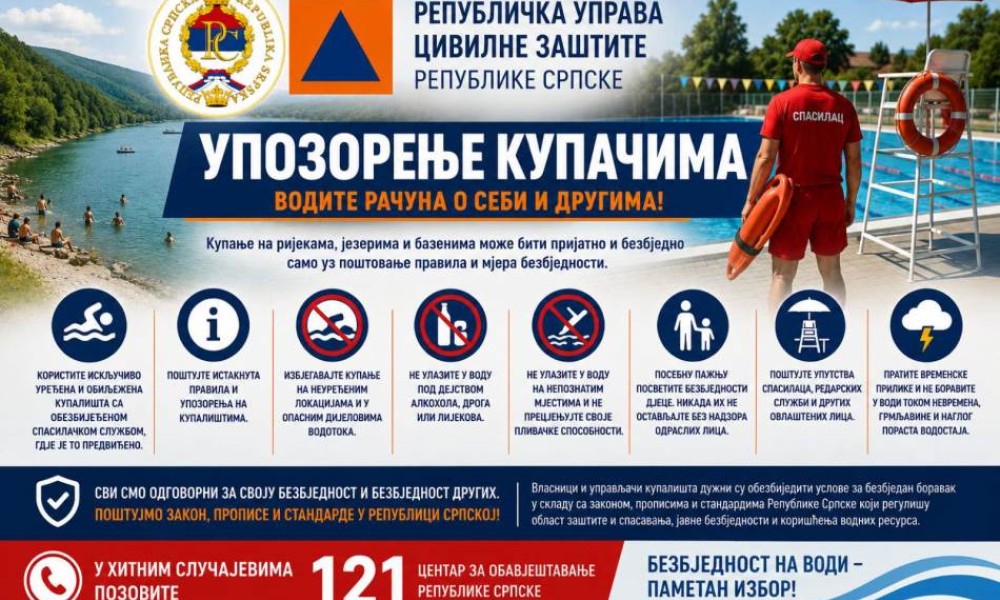 Civilna zaštita apeluje: Oprez na kupalištima tokom ljetne sezone