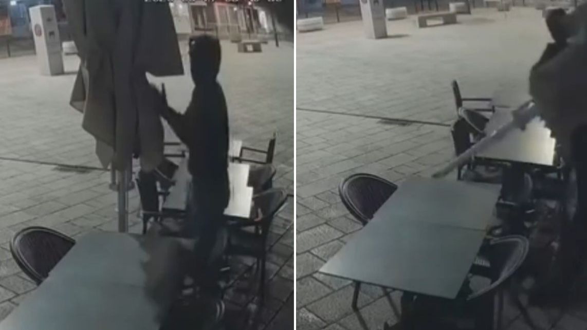 Šok u centru grada: Lopov ukrao suncobrane usred noći VIDEO