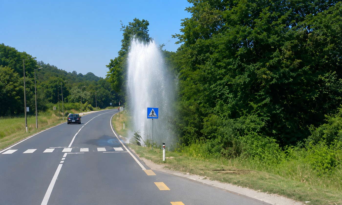 Probili vodovodnu cijev kod Banjaluke: Voda šikljala nekoliko metara u visinu VIDEO