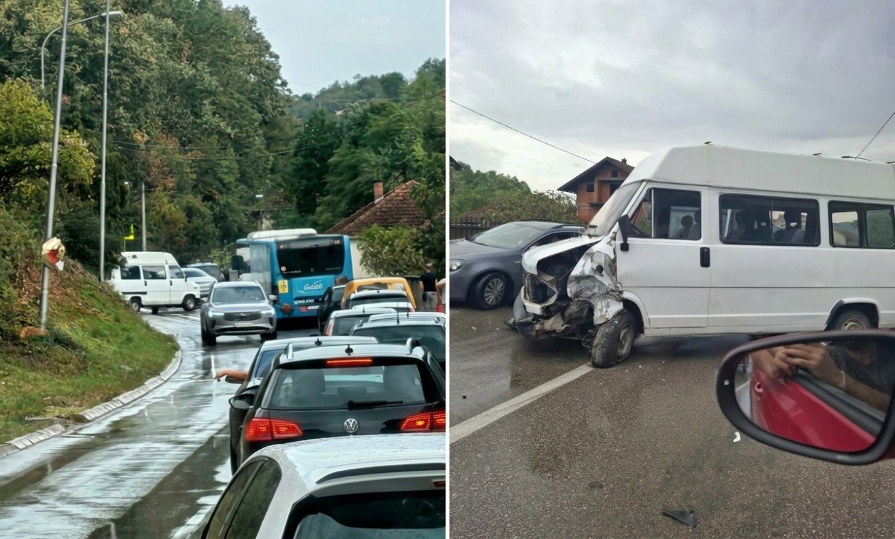 Sudar kombija i automobila na Laušu: Saobraćaj potpuno usporen, kolone u oba smjera