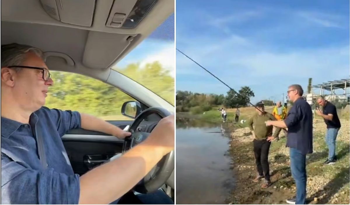Neobično jutro za Aleksandra Vučića: Sam vozi, sluša Tomu Zdravkovića i uči da peca VIDEO
