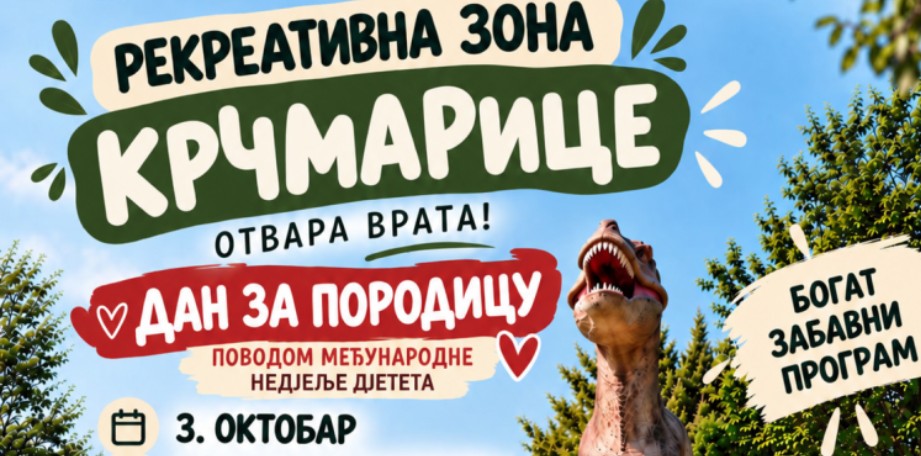 Subota rezervisana za najmlađe: Dino park dolazi u rekreativnu zonu Krčmarice