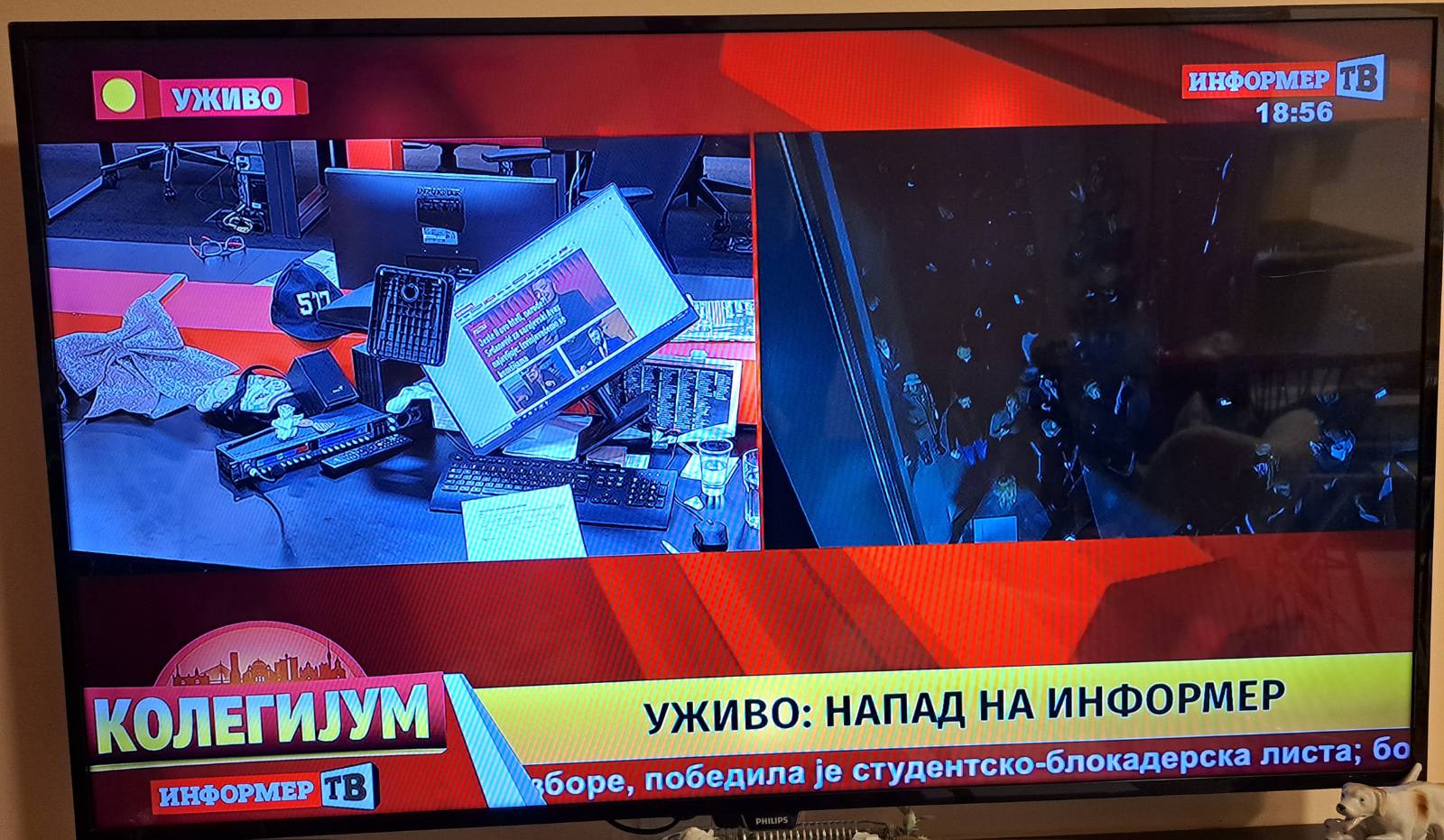 Drama u Beogradu, Informer objavio snimke iz redakcije: Na televiziji poruka „Napad na Informer“ VIDEO