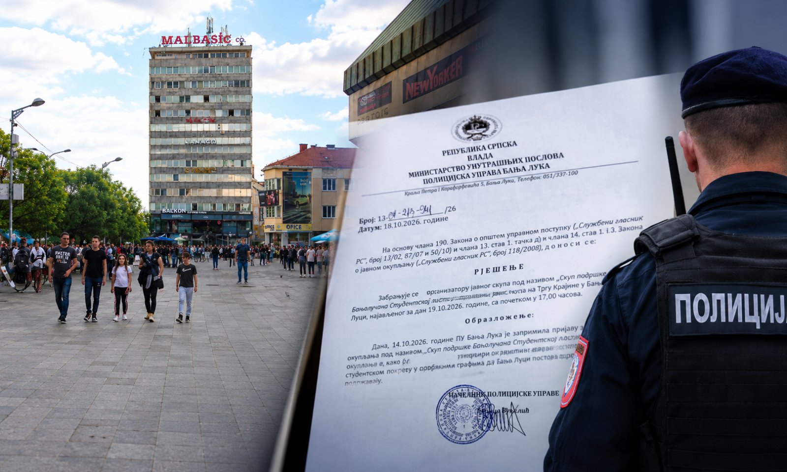Policija zabranila skup podrške studentskoj listi u Banjaluci: Evo šta piše u obrazloženju
